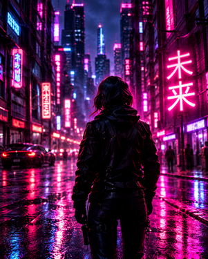 AI neon city artwork